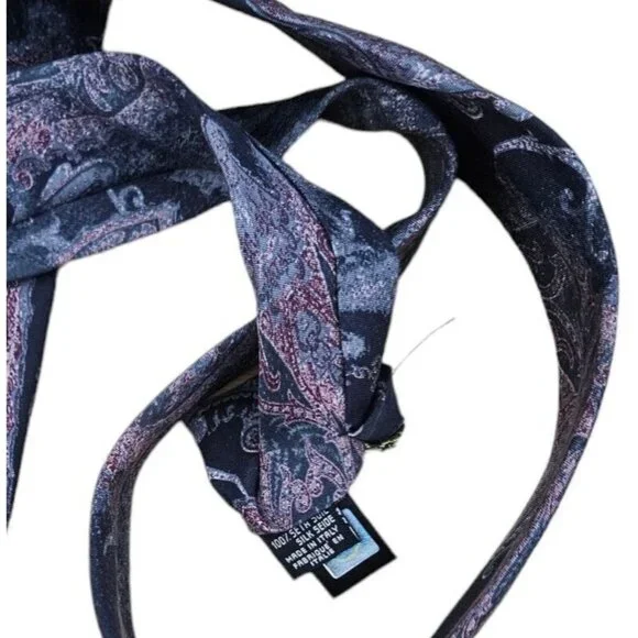 ROBERTO CAVALLI Men's 100% Silk Necktie LUXURY Tie Gray Paisley W:3.6" EUC